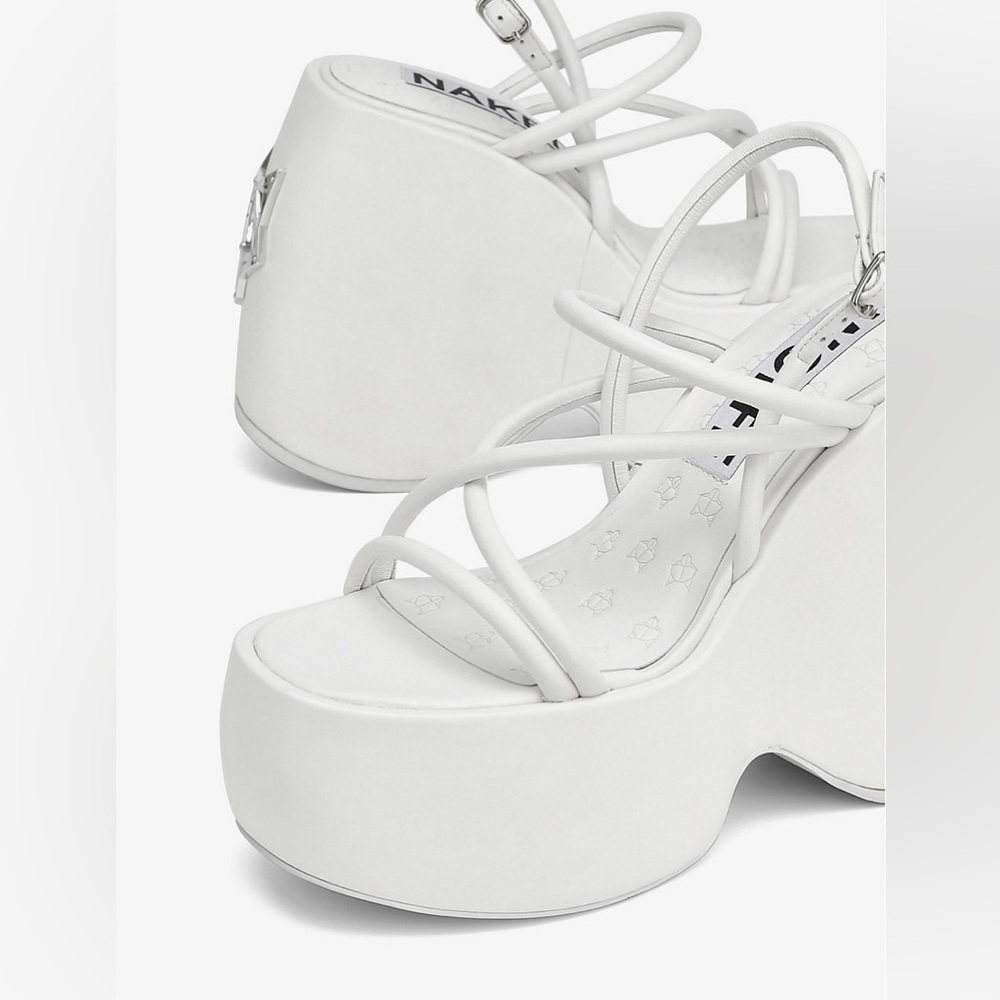 Naked Wolfe Mystery White Platform Wedges NEVER WORN - Picture 5 of 6